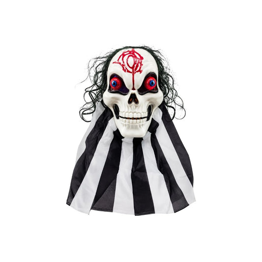 MASCARA CALAVERA CON VELO Y OJOS ROJOS