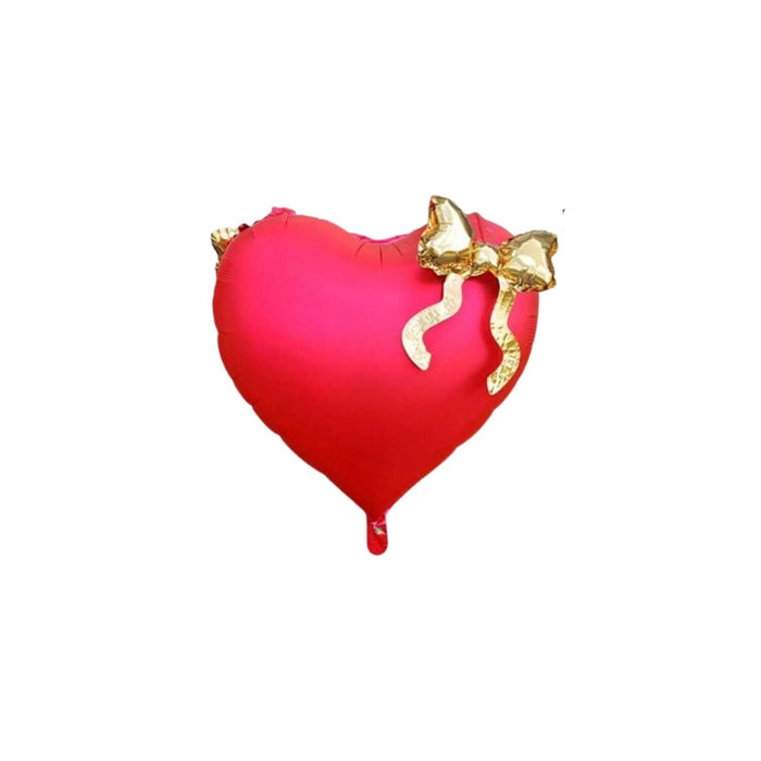 GLOBO DE CORAZON + MOÑO 22" ROJO