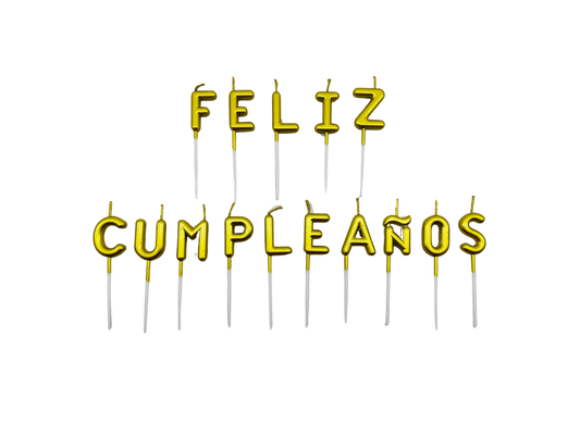 VELA LETRAS FELIZ CUMPLEAÑOS DORADO "D.C"
