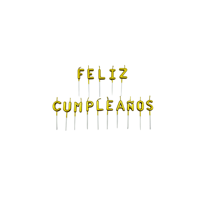 VELA LETRAS FELIZ CUMPLEAÑOS DORADO "C1"