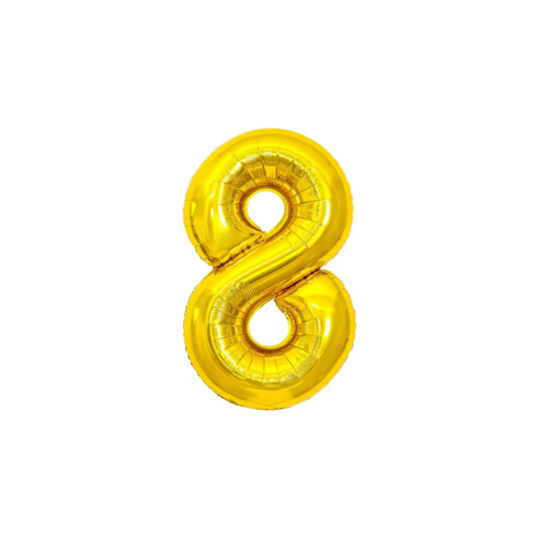 GLOBO MET. MEDIANO NUMERO 8 DORADO