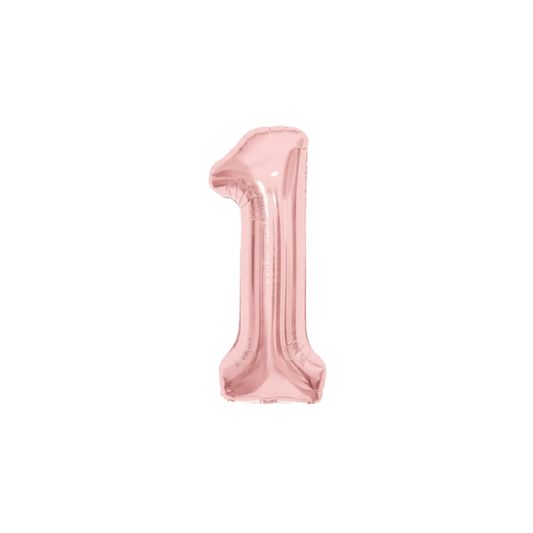 GLOBO MET. MEDIANO NUMERO 1 ORO ROSA