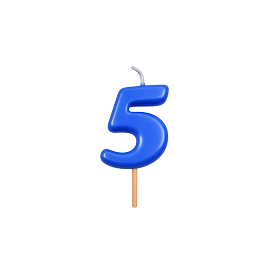 VELA MEDIANA NUMERO 5 AZUL