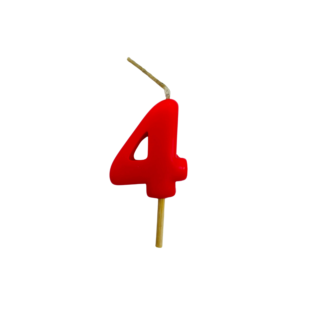 VELA MEDIANA NUMERO 4 ROJO