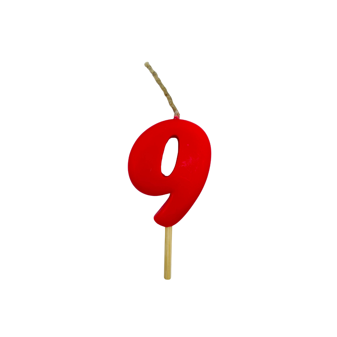 VELA MEDIANA NUMERO 9 ROJO