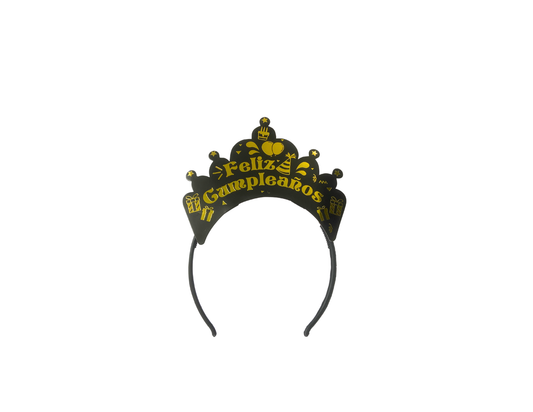 TIARA CARTON NEGRA FC DORADO X12 "K"