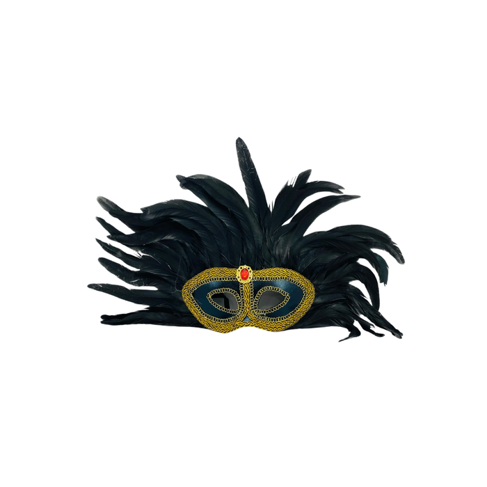ANTIFAZ CARNAVALERO PLUMAS LARGAS DORADO