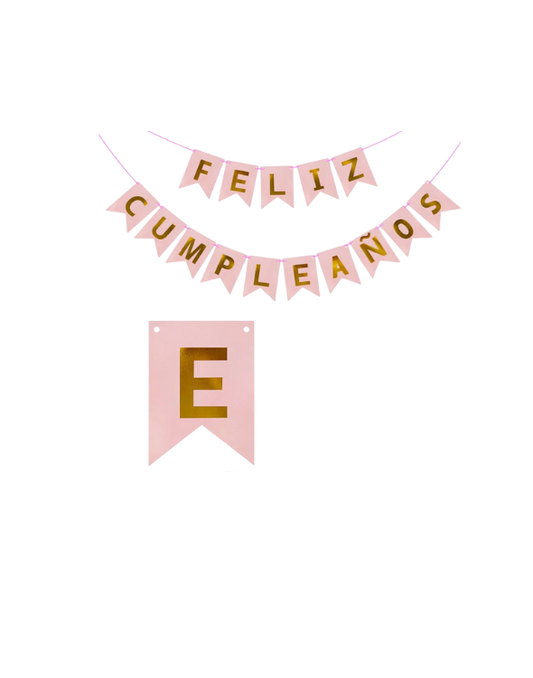 BANDERIN PEQ DOS PUNTAS F.C LISO PASTEL ROSADO