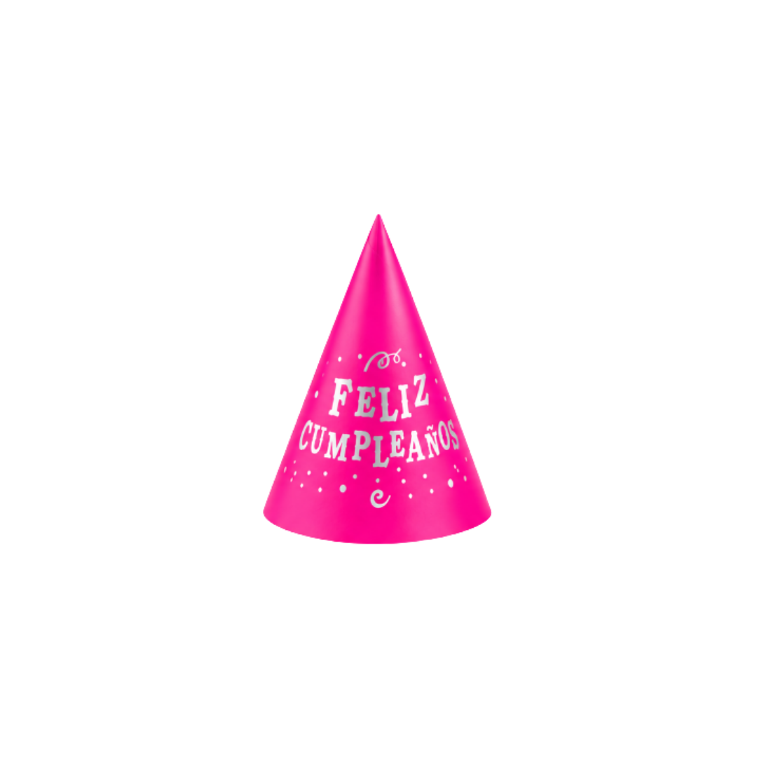 GORRO CARTON EN CONO NEON FELIZ CUMPLE