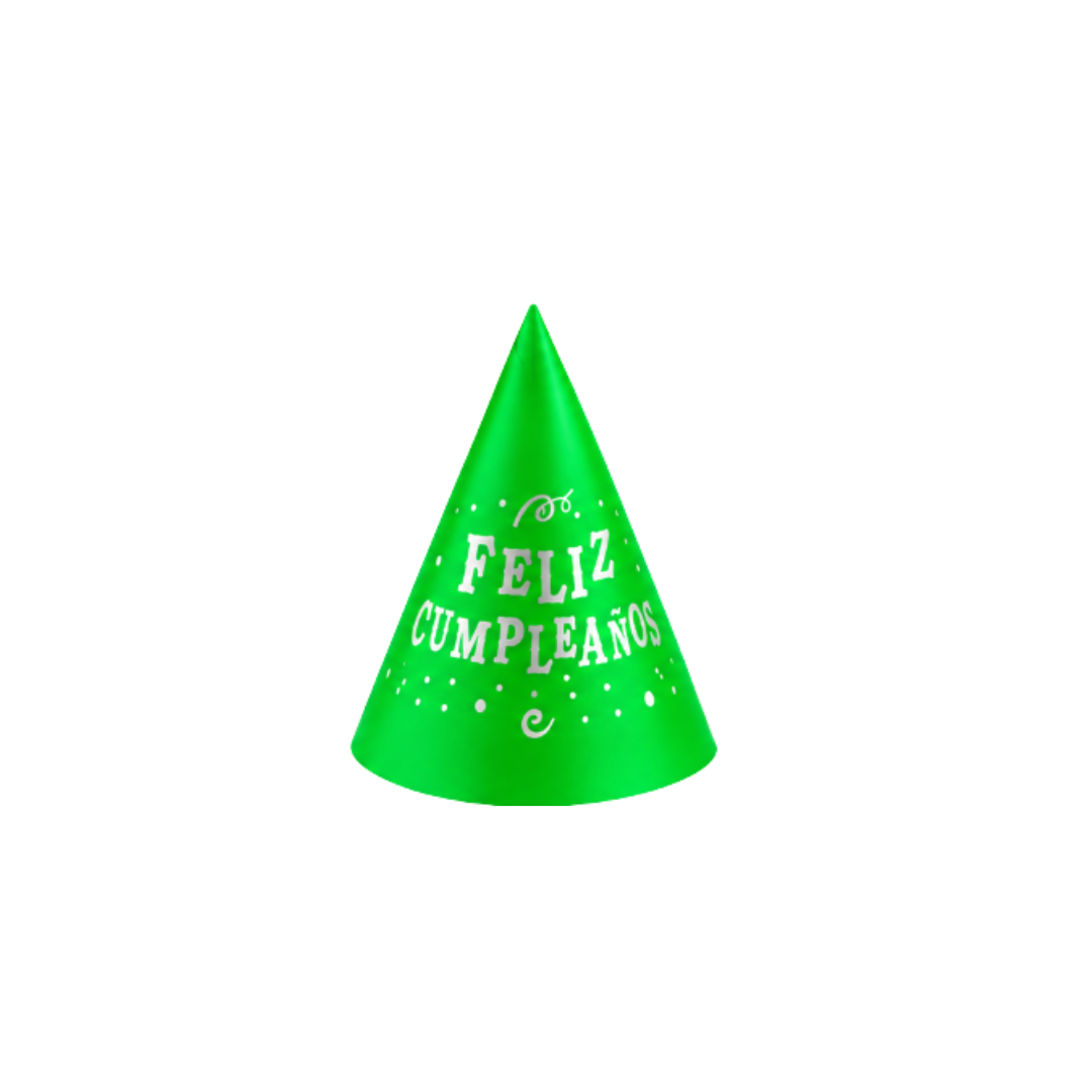 GORRO CARTON EN CONO NEON FELIZ CUMPLE