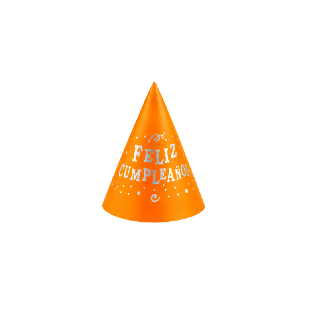 GORRO CARTON EN CONO NEON FELIZ CUMPLE