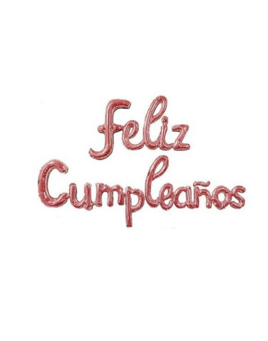 GLOBO INFLABLE CURSIVO FELIZ CUMPLEAÑOS ORO ROSA