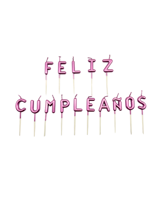VELA LETRAS FELIZ CUMPLEAÑOS ORO ROSA "D.C"