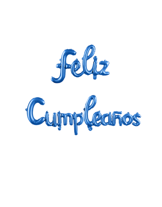 GLOBO INFLABLE CURSIVO FELIZ CUMPLEAÑOS AZUL