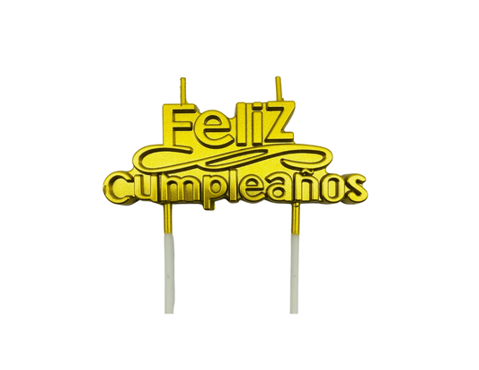 VELA FELIZ CUMPLEAÑOS CURSIVO DORADO "A"