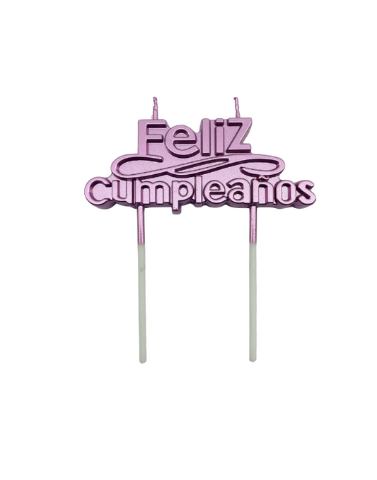 VELA FELIZ CUMPLEAÑOS CURSIVO ROSADA "A"