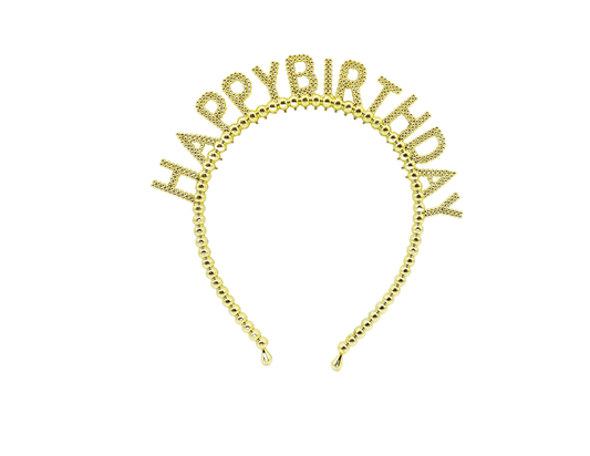 TIARA METALICA HAPPY BIRTHDAY DORADA "A"