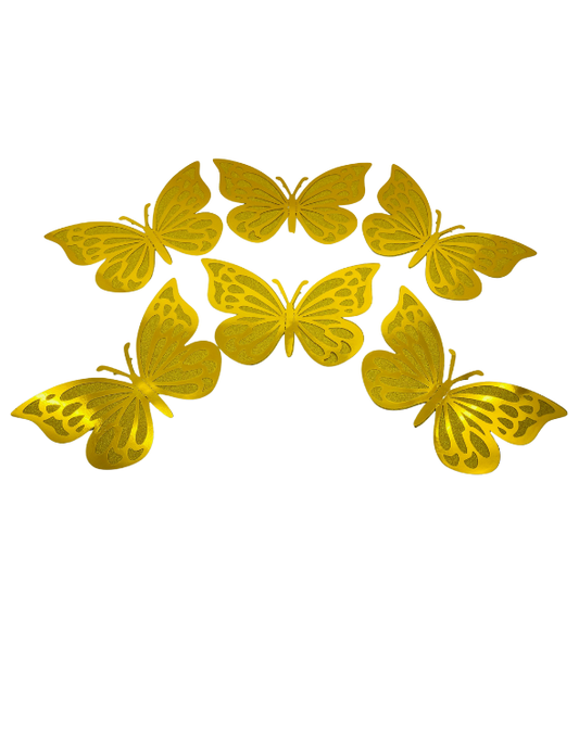 MARIPOSA DOBLE 22CM DORADA X6 "A"