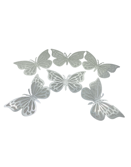 MARIPOSA DOBLE 22CM PLATEADA X6 "A"