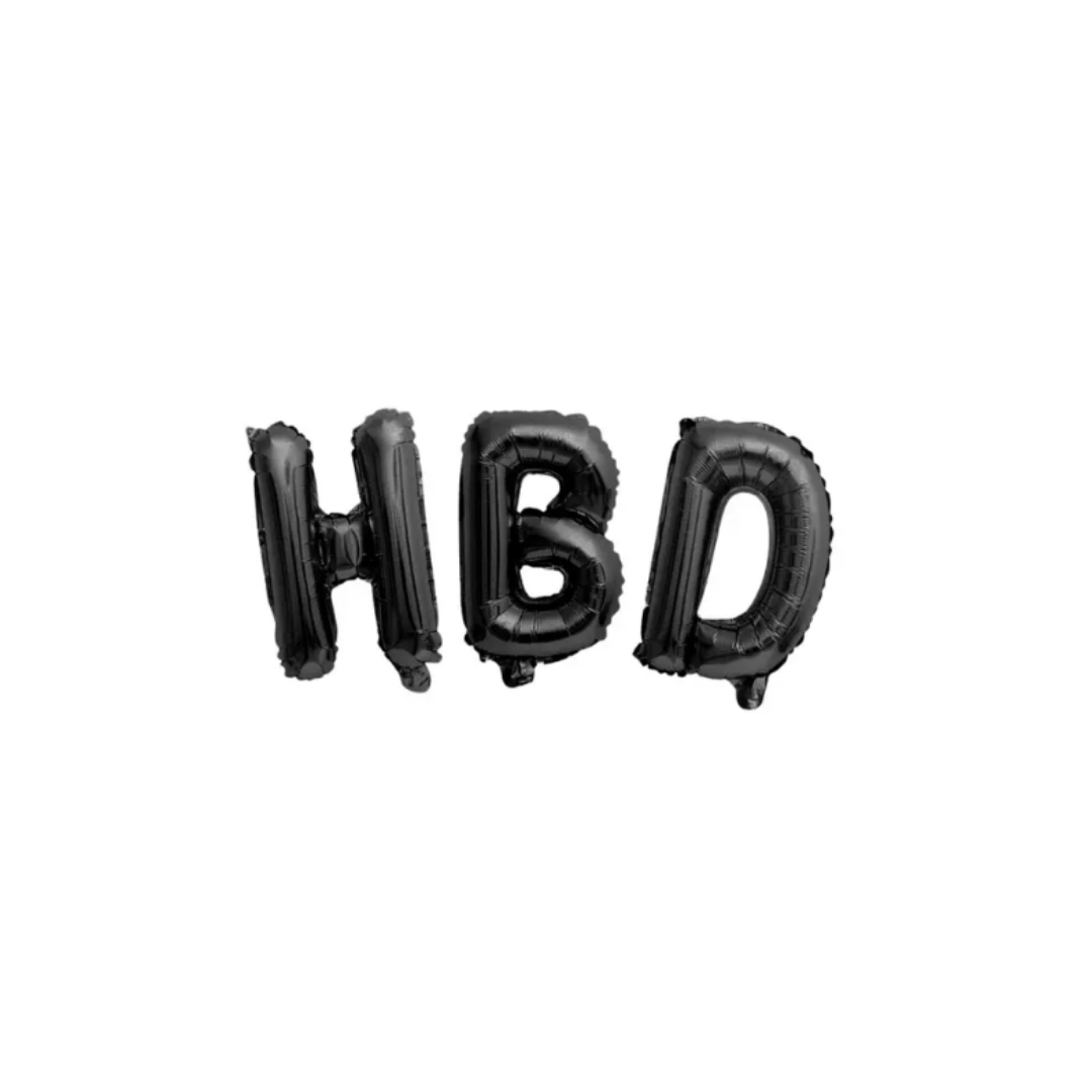 GLOBO HBD NEGRO PEQUEÑO DE 16" - "A"