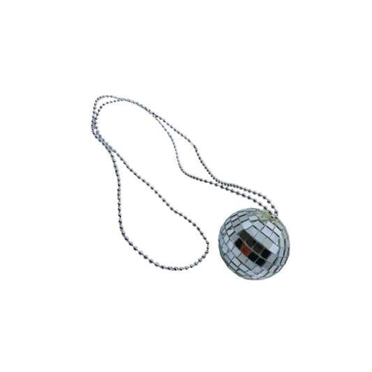 COLLAR BOLA DE DISCO PLATEADA
