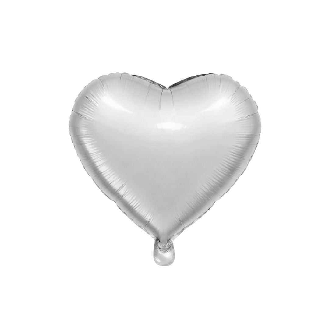 GLOBO DE CORAZON MEDIANO PLATEADO - 18"