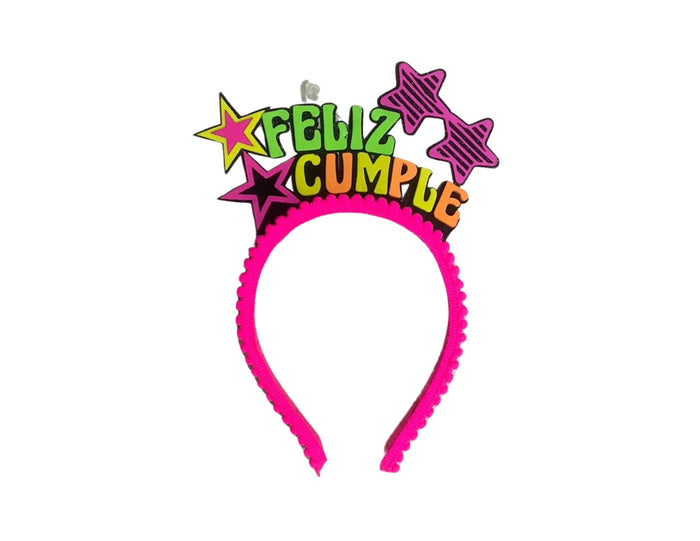 TIARA FELIZ CUMPLE NEON "DF"