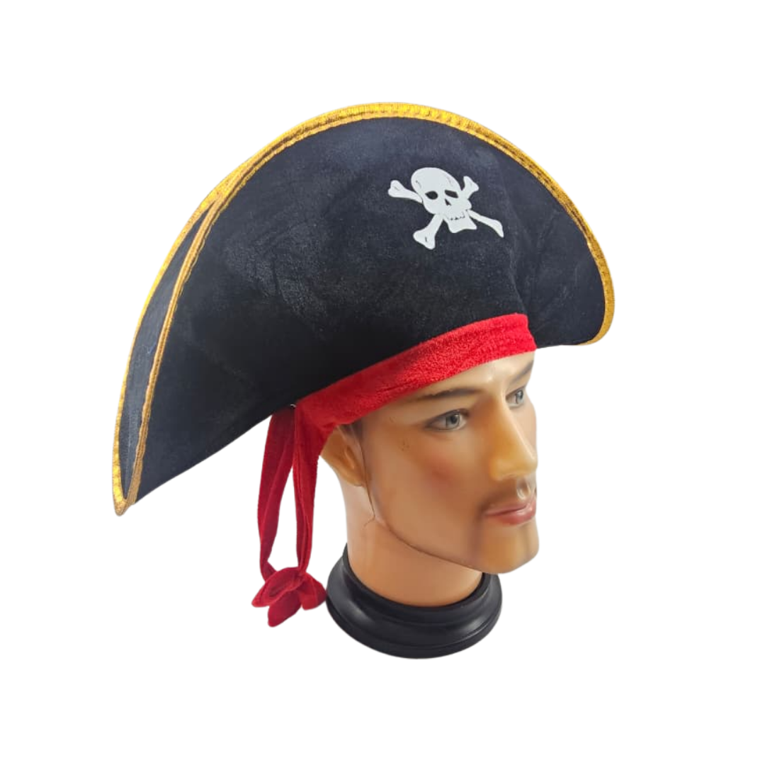 SOMBRERO PIRATA CINTA ROJA