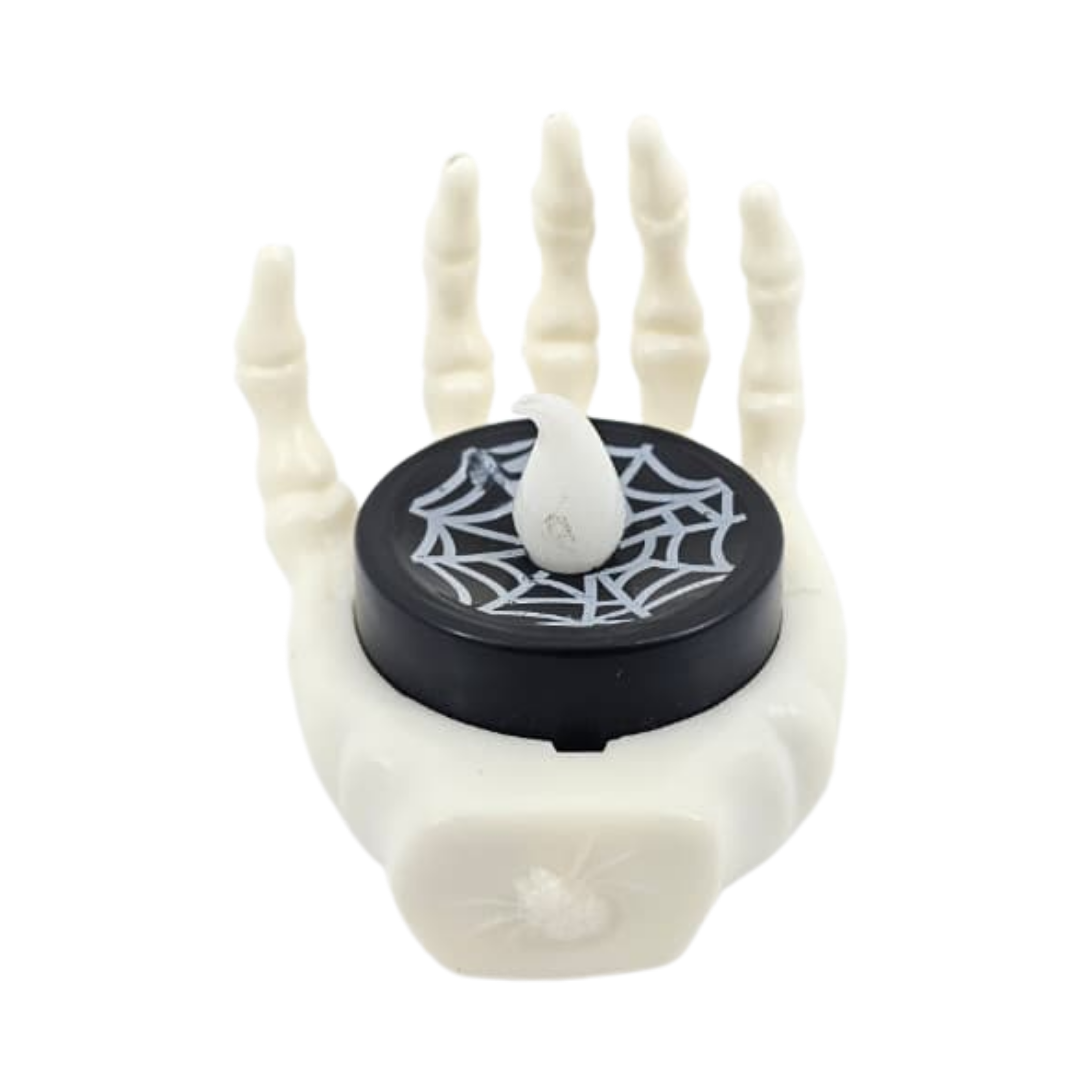VELA LUZ LED MANO ESQUELETO HALLOWEEN